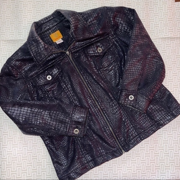 RUBY Rd Faux Snake Bomber Jacket Sz 10 - Picture 2 of 5